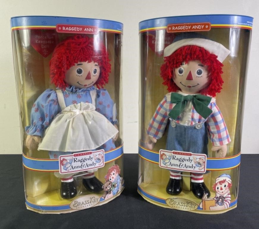 Raggedy Ann & Andy Porcelain Keepsake Dolls (2)