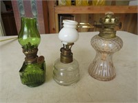 3 Vintage Coal Oil Lamps