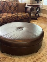 $ King Hickory Round Leather Ottoman