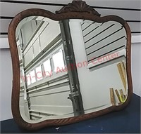 Antique Wood frame beveled Mirror 29x27