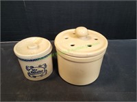 Vintage Garlic Keeper & Win Schuler Crock