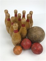 Vintage Miniature Wooden Bowling Game