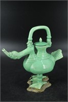 Chinese Longquan Style Celadon Duck Form Teapot