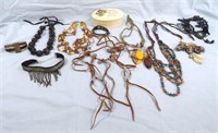 11 PC LEATHER*BEADED*LACE STATEMENT JEWELRY