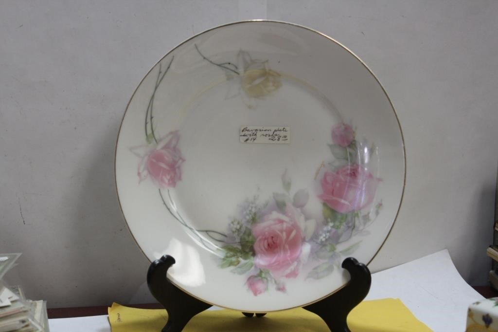 An Antique Bavarian Rose Plate