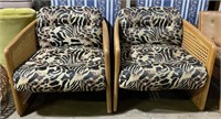 (H) Vintage Cane Animal Print Chairs 30” (bidding