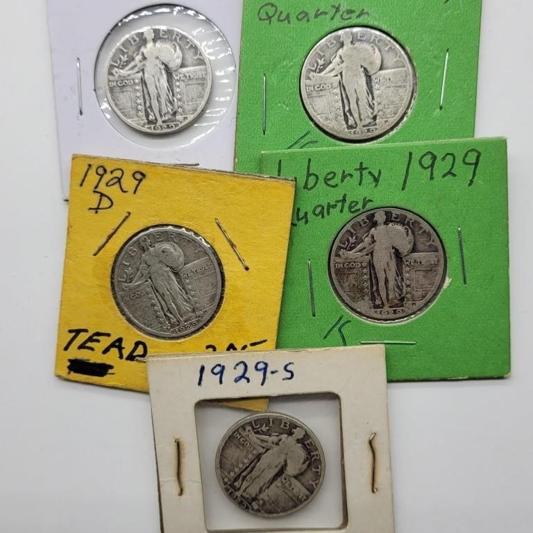 5 1929 STANDING LIBERTY QUARTERS 1=S 1=D