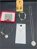 Assorted jewelry earrings bracelet necklace