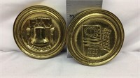 D1) TWO VINTAGE BICENTENNIAL BRASS MEDALLIONS,