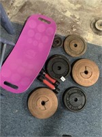 EXERCISE BOARD AND WEIGHTS