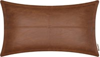 BRAWARM Brown Leather Throw Pillow 12 X 20 Inches
