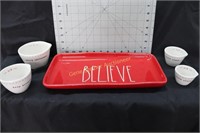 Rae Dunn- Serving Tray & Measuring Cups