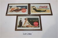 (3) Framed Vintage Coca Cola Advertisements