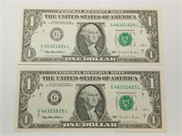 OF)CONSECUTIVE AU UNC 1995 $1Federal reserve notes