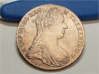 OF)UNC 1780 Austria Maria Theresa silver$1restrike