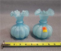2- Blue Glass Vases