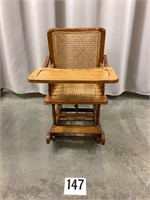 Vintage Wooden Adjustable High Chair / Rocker