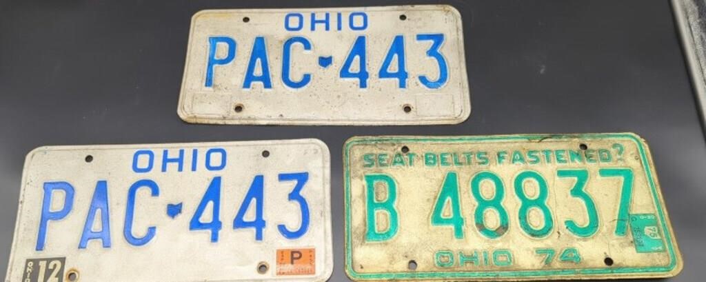 (3) Ohio License Plates