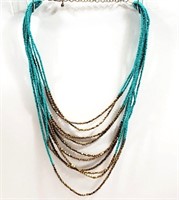 2 Color Glass Bead Muti Strand Necklace 20"