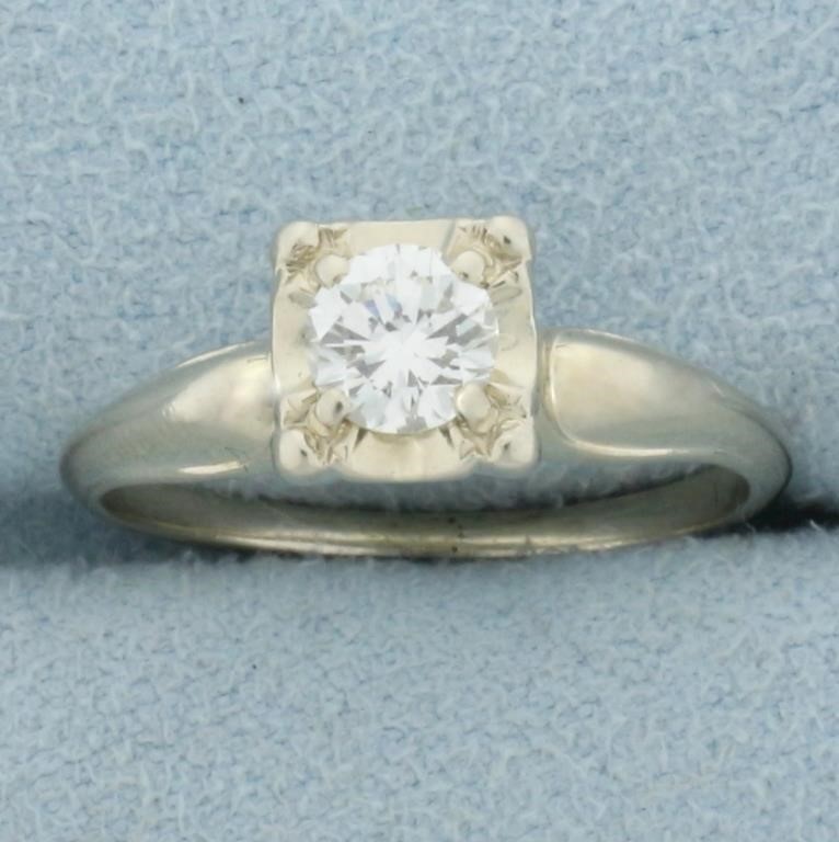 Vintage 1/2ct Diamond Solitaire Engagement Ring in