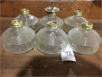 Six matching glass oil lamp bases