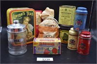 Tea Tins and Glass Jar
