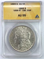 1889 VAM-47 DBL EAR Morgan AU55 ANACS