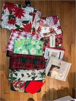 Lot of holiday tablecloths & misc