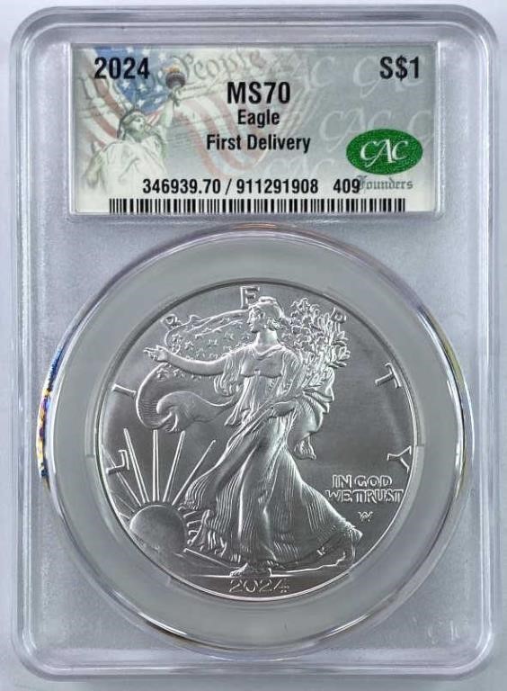 2024 MS70 CAC American Silver Eagle 1st Delivery