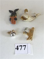 PINS WHALE BUNNY BIRD IN A TREE AND CHICK IN AN