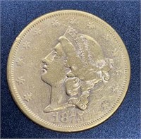 1875 Liberty Head $20 Gold Coin