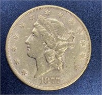1877 Liberty Head $20 Gold Coin
