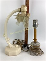 Gooseneck Table Lamp and MCM glass table lamp.