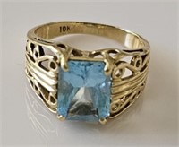 10k Gold Ring with Light Blue Stone