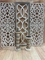 Whitewash Wall Panels Decor & Candle Holders