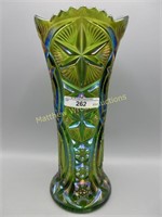 Millersburg radium green Ohio Star vase w/ lots