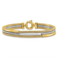 14 Kt Polished Bars Mesh Multi-strand Bracelet