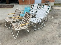 6 vintage aluminum frame lawn chairs