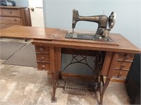 "The Elgin"  Treadle sewing machine, 34.5" x 19" x
