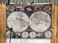 Beautiful World Atlas Tapestry with Curtain Rod &