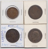 Lot of 4 Great Britain Bronze Coin