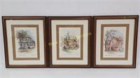 (3) Framed Coby Carlson Water Color Paintings