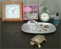 Box-Brass Turtle & Turtle Figurines, Vintage