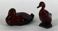 Two Royal Doulton Flambe Ducks