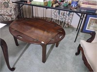 Chippendale Tea table with storage. Sides fold u
