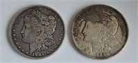 1901 & 1921 Morgan Silver Dollars
