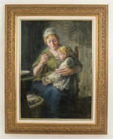 Hilla Rebay (1890-1967) Mother & Child O/C