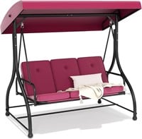 3-Seat Patio Swing Chair  Burgundy Red