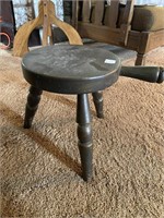 SMALL WOODEN STOOL W/ HANDLE (12" TALL)