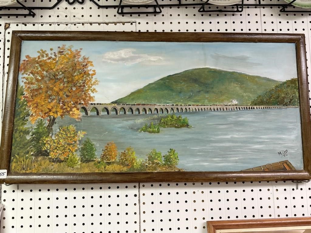 1980 Maude Dum Rockville Bridge oil painting